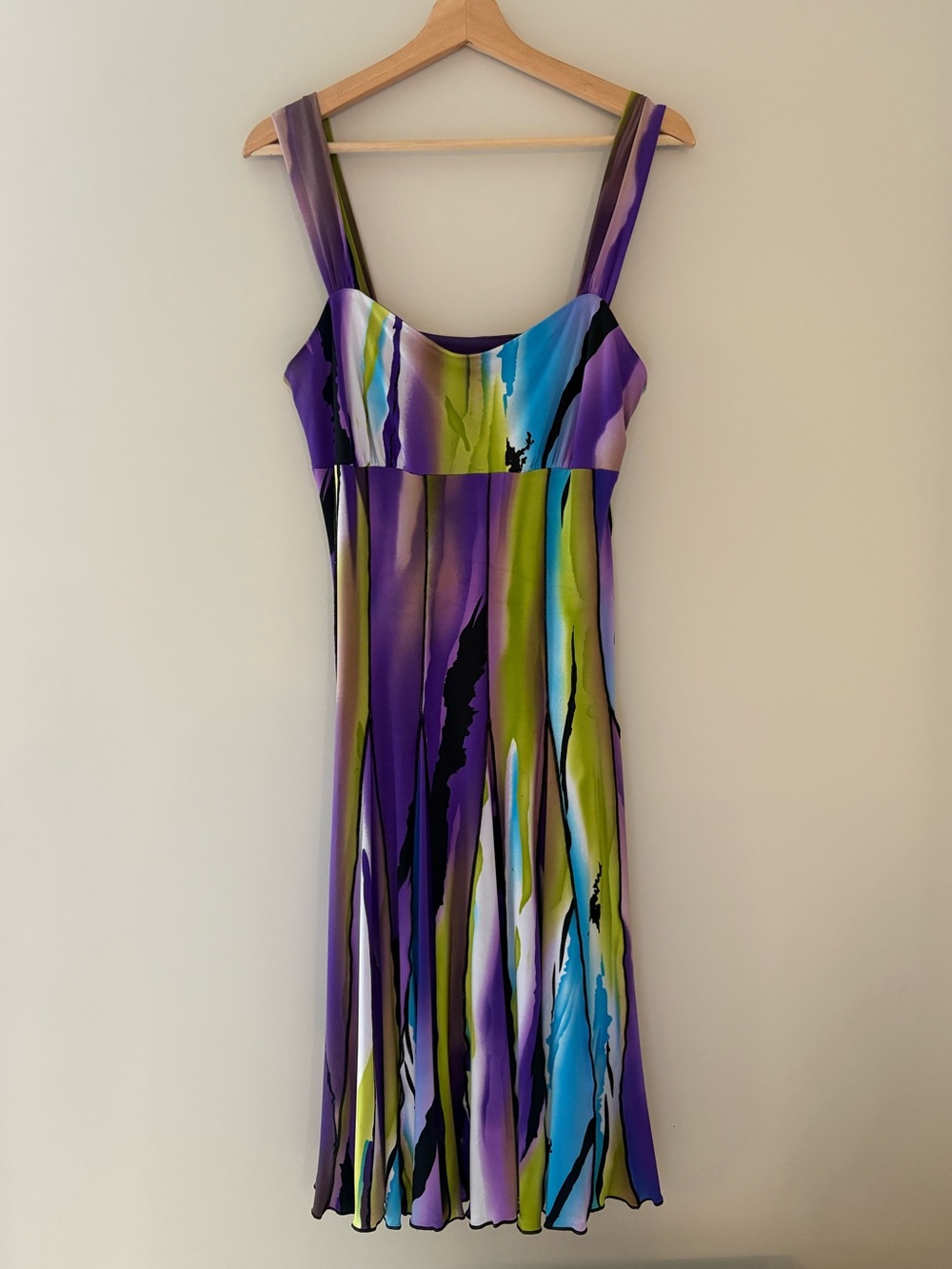 FRANK LYMAN | Y2K Designer Party Dress | Watercolour Purple Green Blue | Small 6